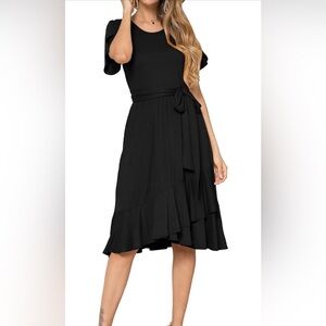 Amazon Black Midi Dress with Ruffle Hem